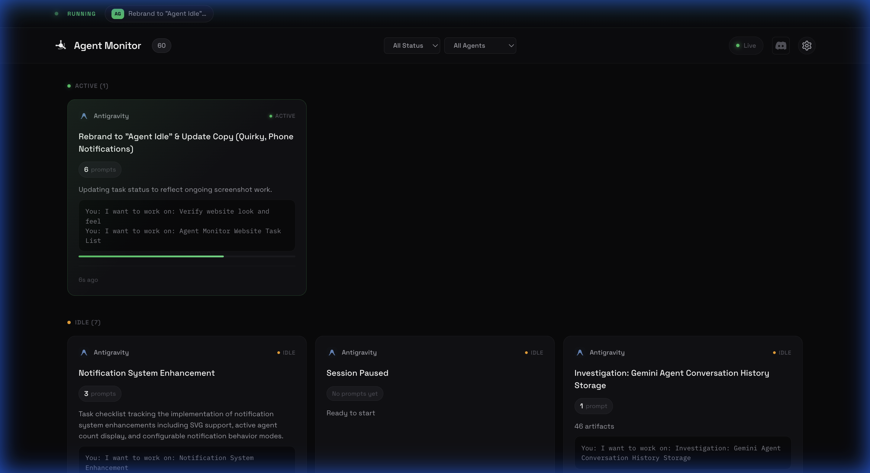 Agent Idle Dashboard